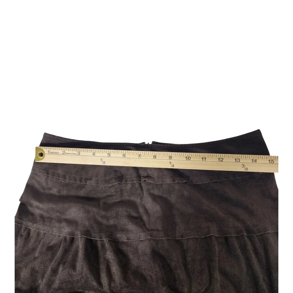 Tribal Brown Faux Suede Tiered‎ Maxi Skirt Womens Size 6 Boho Western 41760-435